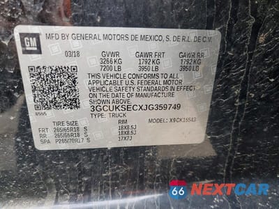 Zdjęcie 13 z 13 samochodu: 2018 CHEVROLET SILVERADO K1500 LTZ VIN:3GCUKSECXJG359749 - miniatura