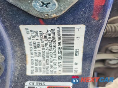 Zdjęcie 12 z 12 samochodu: 2006 HONDA CIVIC LX VIN:1HGFA15526L022835 - miniatura