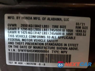 Zdjęcie 13 z 13 samochodu: 2021 HONDA PILOT EXL VIN:5FNYF6H5XMB066664 - miniatura