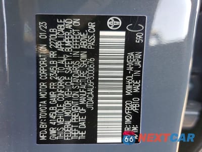 Zdjęcie 12 z 12 samochodu: 2023 TOYOTA PRIUS LE VIN:JTDACAAU6P3000676 - miniatura