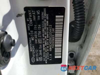 Zdjęcie 13 z 13 samochodu: 2012 HYUNDAI GENESIS 3.8L V6 VIN:KMHGC4DD9CU204413 - miniatura
