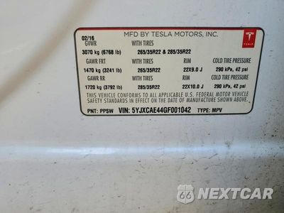 Zdjęcie 14 z 14 samochodu: 2016 TESLA MODEL X VIN:5YJXCAE44GF001042 - miniatura