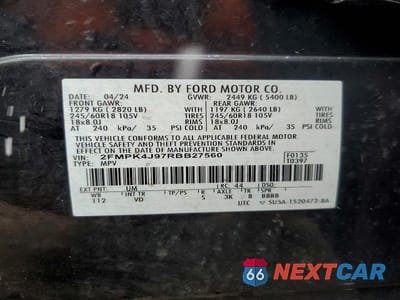 Zdjęcie 13 z 13 samochodu: 2024 FORD EDGE SEL VIN:2FMPK4J97RBB27560 - miniatura