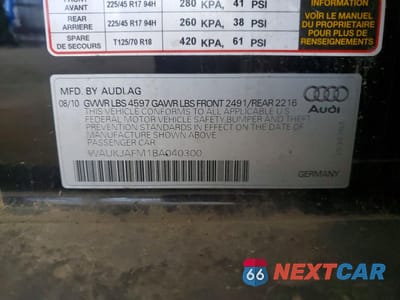 Zdjęcie 12 z 13 samochodu: 2011 AUDI A3 PREMIUM PLUS VIN:WAUKJAFM1BA040300 - miniatura