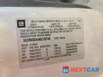 Zdjęcie 12 z 12 samochodu: 2010 CHEVROLET SILVERADO K1500 LT VIN:3GCRKSEA4AG129743 - miniatura