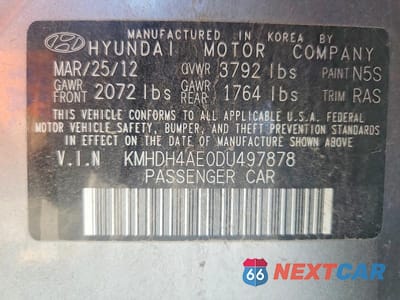 Zdjęcie 12 z 12 samochodu: 2013 HYUNDAI ELANTRA VIN:KMHDH4AE0DU497878 - miniatura