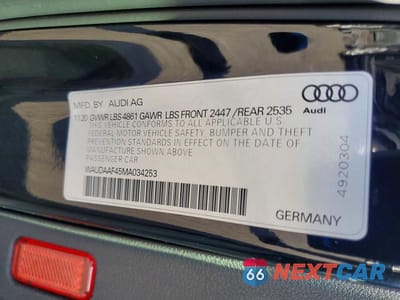 Zdjęcie 13 z 13 samochodu: 2021 AUDI A4 PREMIUM 45 VIN:WAUDAAF45MA034253 - miniatura