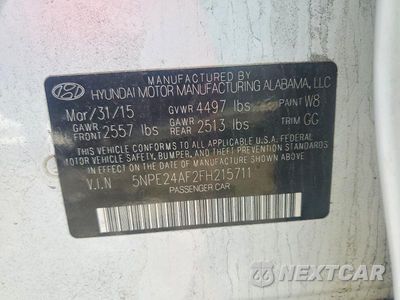 Zdjęcie 12 z 12 samochodu: 2015 HYUNDAI SONATA SE VIN:5NPE24AF2FH215711 - miniatura