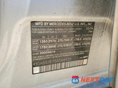 Zdjęcie 13 z 13 samochodu: 2005 MERCEDES-BENZ ML 350 VIN:4JGAB57E75A566926 - miniatura