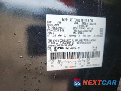 Zdjęcie 13 z 13 samochodu: 2015 FORD EXPLORER SPORT VIN:1FM5K8GT2FGB13734 - miniatura