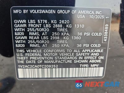 Zdjęcie 12 z 12 samochodu: 2026 VOLKSWAGEN ATLAS CROSS SPORT SEL R-LINE BLACK VIN:1V2AC2CA0TC209252 - miniatura