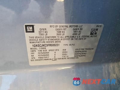 Zdjęcie 13 z 13 samochodu: 2015 CHEVROLET SUBURBAN C1500 LT VIN:1GNSCJKC3FR688231 - miniatura