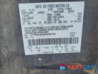 Zdjęcie 12 z 12 samochodu: 2005 FORD F150 SUPERCREW VIN:1FTPW12525KE99732 - miniatura