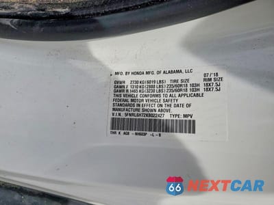 Zdjęcie 13 z 13 samochodu: 2019 HONDA ODYSSEY VIN:5FNRL6H72KB022427 - miniatura