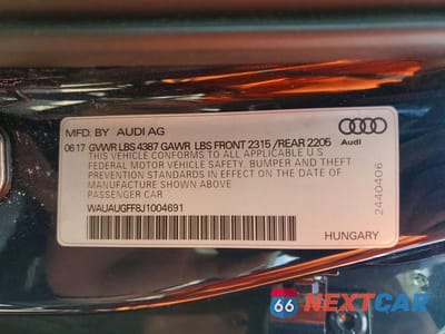 Zdjęcie 12 z 12 samochodu: 2018 AUDI A3 PREMIUM VIN:WAUAUGFF8J1004691 - miniatura