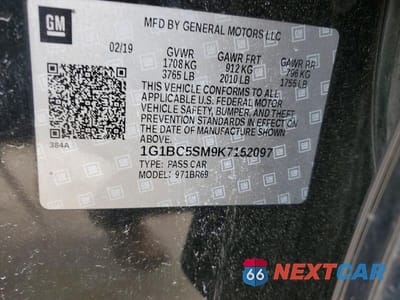 Zdjęcie 12 z 12 samochodu: 2019 CHEVROLET CRUZE LS VIN:1G1BC5SM9K7152097 - miniatura