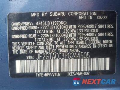 Zdjęcie 13 z 14 samochodu: 2023 SUBARU CROSSTREK PREMIUM VIN:JF2GTACC3PG244505 - miniatura