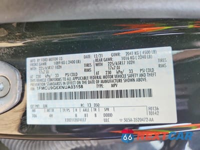 Zdjęcie 13 z 13 samochodu: 2022 FORD ESCAPE SE VIN:1FMCU9G6XNUA03158 - miniatura
