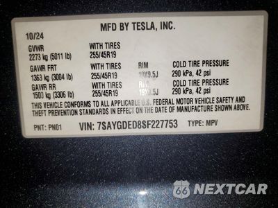 Zdjęcie 13 z 13 samochodu: 2025 TESLA MODEL Y VIN:7SAYGDED8SF227753 - miniatura