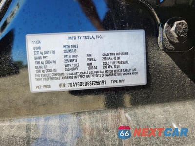 Zdjęcie 12 z 12 samochodu: 2025 TESLA MODEL Y VIN:7SAYGDED5SF256191 - miniatura