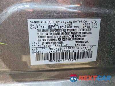 Zdjęcie 12 z 12 samochodu: 2026 NISSAN SENTRA SR VIN:3N1AB9DV8TY211789 - miniatura