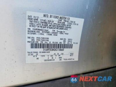 Zdjęcie 12 z 12 samochodu: 2013 FORD TAURUS SEL VIN:1FAHP2E84DG110660 - miniatura