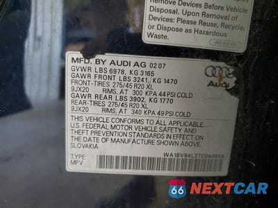Zdjęcie 13 z 13 samochodu: 2007 AUDI Q7 4.2 QUATTRO PREMIUM VIN:WA1BV94L27D080658 - miniatura