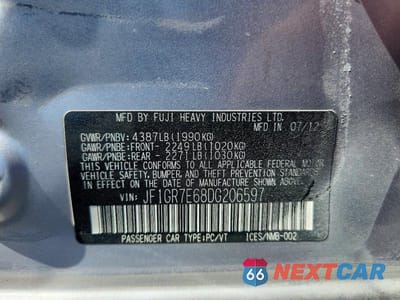 Zdjęcie 13 z 13 samochodu: 2013 SUBARU IMPREZA WRX VIN:JF1GR7E68DG206597 - miniatura