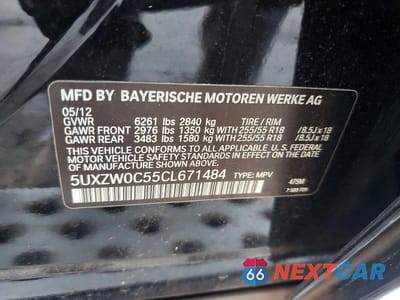 Zdjęcie 13 z 13 samochodu: 2012 BMW X5 XDRIVE35D VIN:5UXZW0C55CL671484 - miniatura