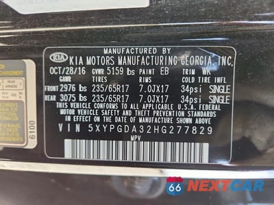Zdjęcie 14 z 14 samochodu: 2017 KIA SORENTO LX VIN:5XYPGDA32HG277829 - miniatura