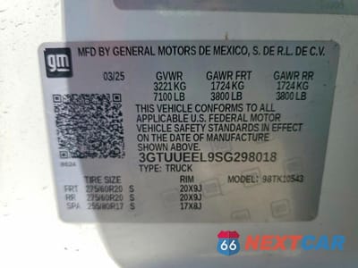 Zdjęcie 12 z 12 samochodu: 2025 GMC SIERRA K1500 AT4 VIN:3GTUUEEL9SG298018 - miniatura