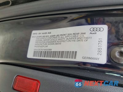 Zdjęcie 12 z 12 samochodu: 2022 AUDI A5 PREMIUM PLUS 40 VIN:WAUCBCF51NA003984 - miniatura