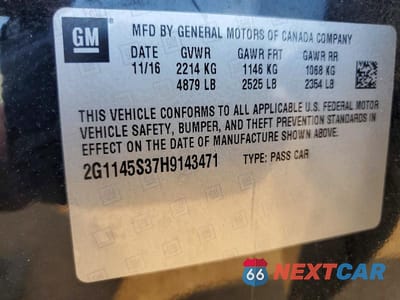 Zdjęcie 12 z 12 samochodu: 2017 CHEVROLET IMPALA PREMIER VIN:2G1145S37H9143471 - miniatura