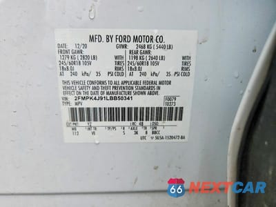 Zdjęcie 13 z 13 samochodu: 2020 FORD EDGE SEL VIN:2FMPK4J91LBB50341 - miniatura