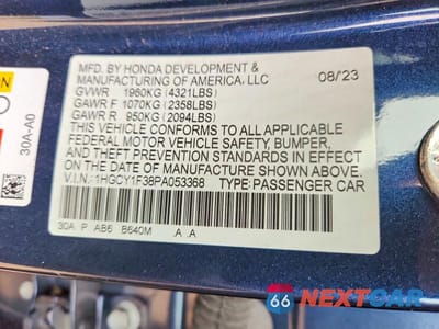 Zdjęcie 13 z 13 samochodu: 2023 HONDA ACCORD EX VIN:1HGCY1F38PA053368 - miniatura
