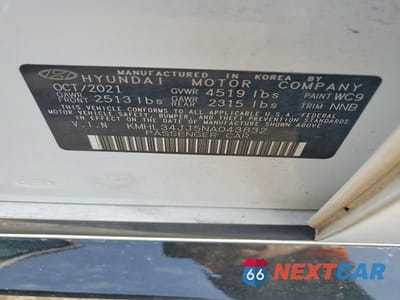Zdjęcie 12 z 12 samochodu: 2022 HYUNDAI SONATA HYBRID SEL VIN:KMHL34JJ5NA043832 - miniatura