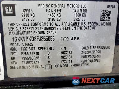 Zdjęcie 14 z 14 samochodu: 2015 GMC ACADIA SLE VIN:1GKKVPKD8FJ355055 - miniatura