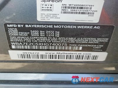 Zdjęcie 12 z 12 samochodu: 2017 BMW 740 I VIN:WBA7E2C5XHG740075 - miniatura