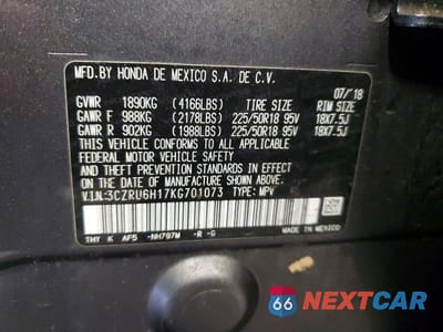 Zdjęcie 12 z 12 samochodu: 2019 HONDA HR-V SPORT VIN:3CZRU6H17KG701073 - miniatura