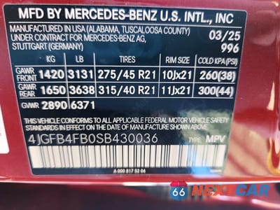 Zdjęcie 13 z 13 samochodu: 2025 MERCEDES-BENZ GLE 350 4MATIC VIN:4JGFB4FB0SB430036 - miniatura