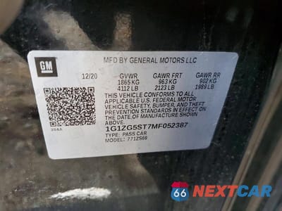 Zdjęcie 12 z 12 samochodu: 2021 CHEVROLET MALIBU RS VIN:1G1ZG5ST7MF052387 - miniatura