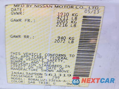 Zdjęcie 12 z 12 samochodu: 2013 NISSAN ALTIMA 2.5 VIN:1N4AL3AP9DN561319 - miniatura