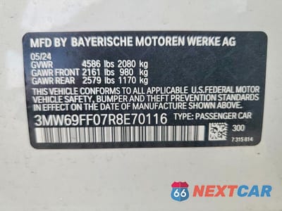 Zdjęcie 12 z 12 samochodu: 2024 BMW 330I VIN:3MW69FF07R8E70116 - miniatura