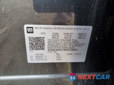 Zdjęcie 12 z 12 samochodu: 2022 CHEVROLET EQUINOX LT VIN:3GNAXKEV3NS233037 - miniatura