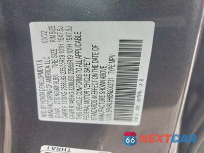 Zdjęcie 13 z 13 samochodu: 2022 HONDA ODYSSEY TOURING VIN:5FNRL6H85NB063731 - miniatura