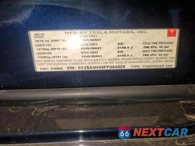 Zdjęcie 12 z 12 samochodu: 2015 TESLA MODEL S P85D VIN:5YJSA4H49FF084026 - miniatura