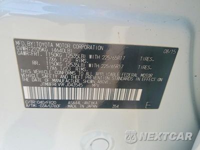Zdjęcie 13 z 13 samochodu: 2015 TOYOTA RAV4 LE VIN:JTMBFREV9FJ043545 - miniatura