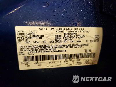 Zdjęcie 13 z 13 samochodu: 2013 FORD EXPLORER XLT VIN:1FM5K8D86DGA45645 - miniatura