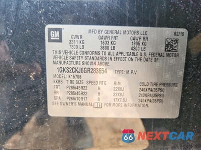 Zdjęcie 14 z 14 samochodu: 2016 GMC YUKON DENALI VIN:1GKS2CKJ6GR283654 - miniatura