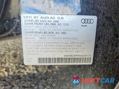 Zdjęcie 14 z 14 samochodu: 2017 AUDI Q5 PREMIUM PLUS VIN:WA1M2AFP6HA089174 - miniatura
